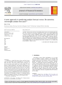 A New Approach to Predicting Analyst Forecast Errors: Do Investors Overweight Analyst Forecasts?$
