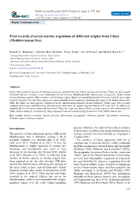 First Records of Seven Marine Organisms of Different Origins from Libya (Mediterranean Sea)