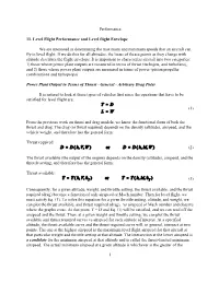 Level Flight Performance and Level Flight Envelope