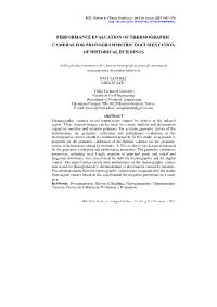 Performance Evaluation of Thermographic Cameras for Photogrammetric Documentation of Historical Buildings