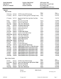 Team Schedule Soccer