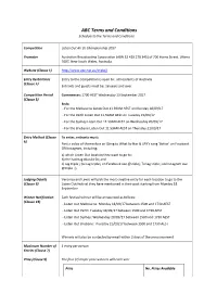 Terms and Conditions Schedule to the Terms and Conditions