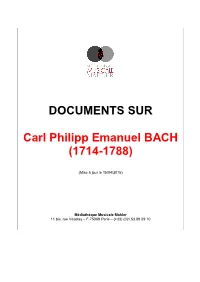 C.P.E. Bach 3 Livres Sur Des Sujets Divers, Évoquant Aussi C.P.E