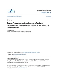 Clearcut Persuasion? Audience Cognition of Mediated Environmental Advertising Through the Lens of the Elaboration Likelihood Model