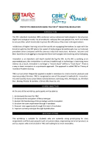 PROTOTYPE INNOVATION USING TRIZ for 4Th INDUSTRIAL REVOLUTION