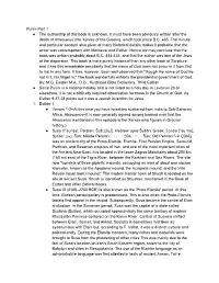 Purim Part 1: ● the Authorship of This Book Is Unknown