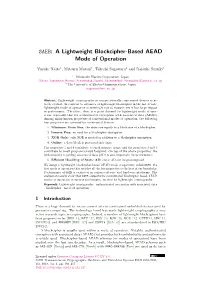 SAEB: a Lightweight Blockcipher-Based AEAD Mode of Operation