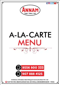 A-La-Carte Menu