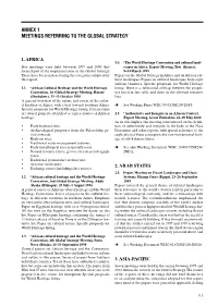 Annex 1 Meetings Referring to the Global Strategy