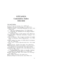 LITUANUS Cumulative Index 1954-2004 (PDF)