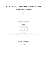 Service Delivery in Disadvantaged Communities: a Case Study of Langa