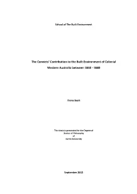 The Convicts' Contribution to the Built Environment of Colonial Western