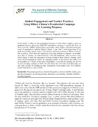 Using Hillary Clinton's Presidential Campaign for Learning