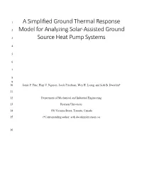 A Simplified Ground Thermal Response Model for Analyzing
