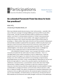 An Extended Foreword: from Fan Doxa to Toxic Fan Practices?