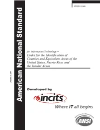 Codes for the Identification of Counties and Equivalent Areas of the United States, Puerto Rico, and the Insular Areas