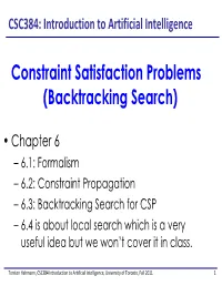 Constraint Satisfaction Problems (Backtracking Search)