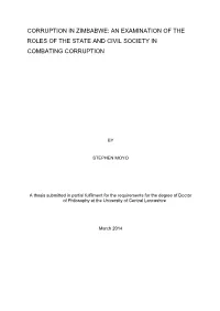 Corruption in Zimbabwe: an Examination of the Roles of the State and Civil Society in Combating Corruption
