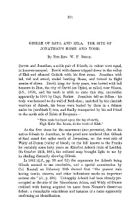 Gibeah of Saul and Zela: the Site of Jonathan's