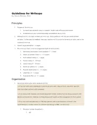 Guidelines for Writeups Principles Organization