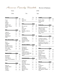 Review of Systems