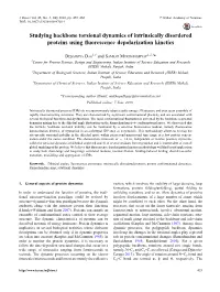 Studying Backbone Torsional Dynamics of Intrinsically Disordered Proteins Using ﬂuorescence Depolarization Kinetics