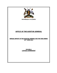 Annual Report of the Auditor General for the Year Ended 30Th June 2012