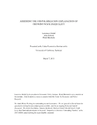 Assessing the Job Polarization Explanation of Growing Wage Inequality