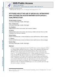 Attitudes About the Use of Geosocial Networking Applications for Hiv/Std Partner Notification:A Qualitative Study