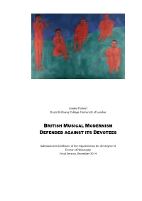 British Musical Modernism Defended Against Its Devotees