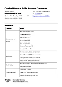 Concise Minutes - Public Accounts Committee