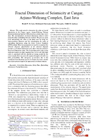 Fractal Dimension of Seismicity at Cangar, Arjuno-Welirang Complex, East Java