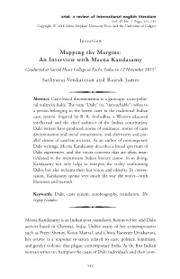 Mapping the Margins: an Interview with Meena Kandasamy Conducted at Sacred Heart College in Kochi, India on 12 November 20151 Sathyaraj Venkatesan and Rajesh James