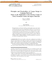Principles and Practicalities of Corpus Design in Language Retrieval: Issues in the Digitization of the Beynon Corpus of Early Twentieth-Century Sm’Algyax Materials