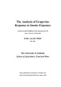 The Analysis of Grapevine Response to Smoke Exposure