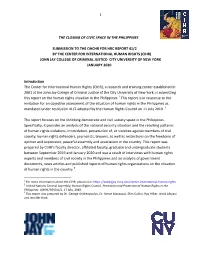 The Closing of Civic Space in the Philippines Submission