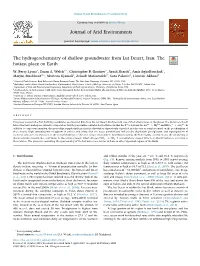 The Hydrogeochemistry of Shallow Groundwater from Lut Desert, Iran the Hottest Place on Earth