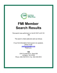 FMI Member Search Results