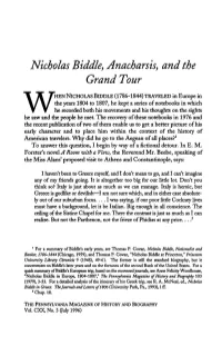 Nicholas Biddle, Anacharsis, and the Grand Tour