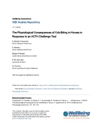 The Physiological Consequences of Crib-Biting in Horses in Response to an ACTH Challenge Test