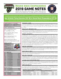 2019 Game Notes 3400 E