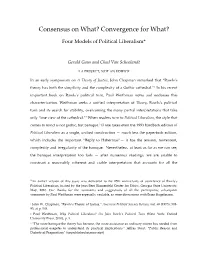 Consensus on What? Convergence for What? Four Models of Political