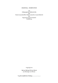INAUGURAL – DISSERTATION Zur Erlangung Der Doktorwürde Der