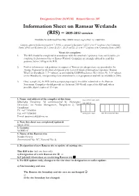 Information Sheet on Ramsar Wetlands (RIS) – 2009-2012 Version