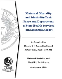Maternal Mortality and Morbidity Task Force and DSHS Joint Biennial