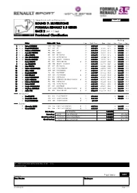 SILVERSTONE FORMULA RENAULT 3.5 SERIES RACE 2 (44' +1 Lap) Provisional Classification 28