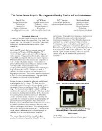 The Duran Duran Project: the Augmented Reality Toolkit in Live Performance