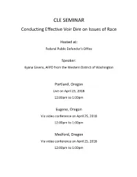 2018-04-25 Conducting Effective Voir Dire on Issues of Race Handouts