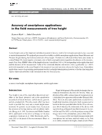 Accuracy of Smartphone Applications in the Field Measurements of Tree Height