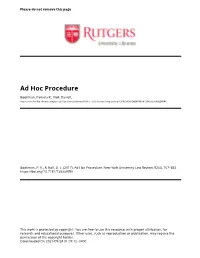 Ad Hoc Procedure